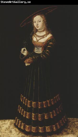 Lucas Cranach the Elder Portrait of a girl with forget-me-nots.
